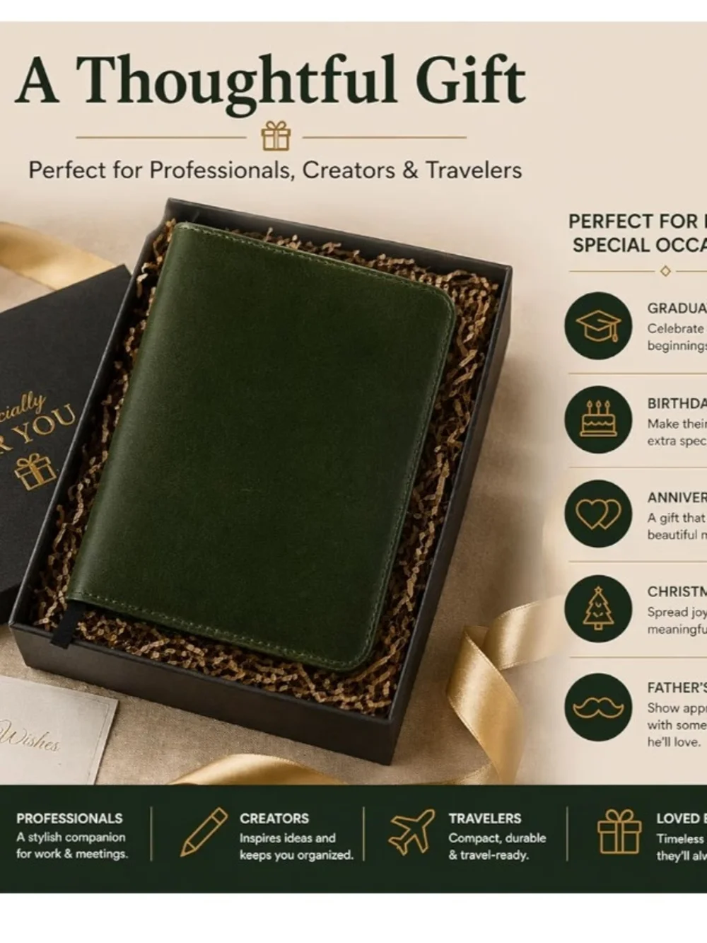 Premium Two Tone Green Leather Journal Cover